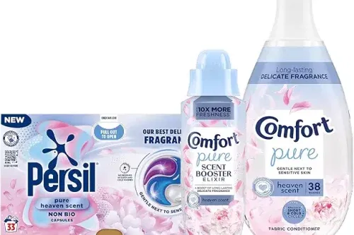 Pure Heaven Scent Laundry Care Bundle – Fabric Conditioner (38 Wash), Scent Booster Elixir (342ml), Persil Capsules(33 Wash), Long-Lasting Fragrance, Gentle & Fresh Laundry Care-AUTO WIN 05/10