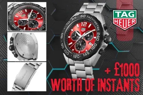 TAG HEUER FORMULA 1 CHRONOGRAPH + £1000 WORTH OF INSTANTS- MAIN PRIZE-AUTO WIN 26/10