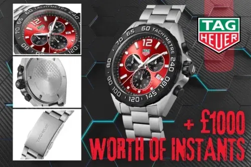 TAG HEUER FORMULA 1 CHRONOGRAPH + £1000 WORTH OF INSTANTS- MAIN PRIZE-AUTO WIN 12/10