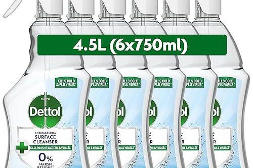 Dettol Antibacterial Disinfectant Surface Cleaner, Original Fragrance, Pack of 6, -AUTO WIN 17/10