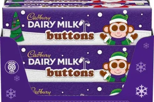 CADBURY CHRISTMAS CHOCOLATE BUTTONS TUBE 72G (BOX OF 15) AUTOWIN 20/10