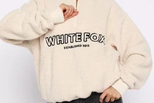 White Fox Hard To Stay Focused Teddy Borg Zip Front Sweater Cream-AUTO WIN 20/10