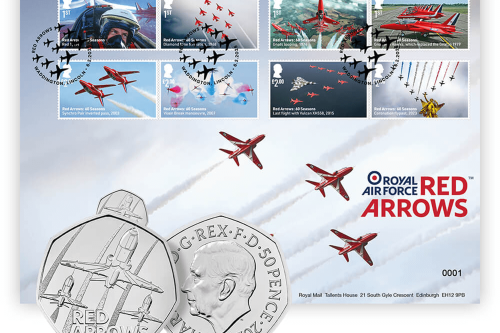 The Red Arrows Brilliant Uncirculated Coin Cover AUTOWIN 18/10