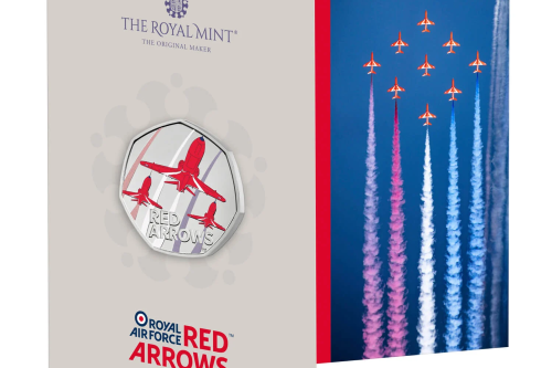 Arrows 2025 UK 50p Brilliant Uncirculated Colour Coin AUTOWIN 08/10