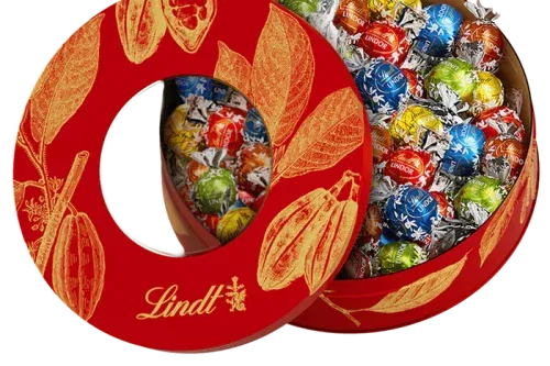 Lindt Cocoa Pod Tin Red 450g AUTOWIN 26/10
