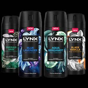 Lynx Find Your Fine Fragrance Bundle 72h Fresh, Odour and Sweat Protection Premium Deodorant Body Spray Enriched with Essential Oil for Men, -AUTO WIN 22/11