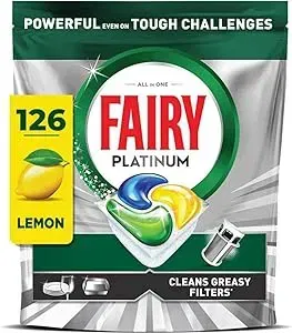 FAIRY PLATINUM ALL-IN-1 LEMON DISHWASHER TABLETS, 132 TABLETS, BULK PACK FOR POWERFUL CLEANING ACTION AUTO WIN