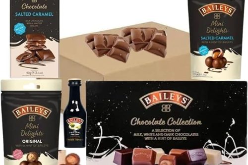 Baileys Chocolate Hamper - Includes Chocolate Collection Box, Salted Caramel Bar, Pouch, & Original Irish Cream 24/11