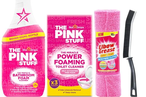 Bathroom Cleaning Set – Compatible with Stardrops The Pink Stuff Bathroom Cleaner and Foaming Toilet Cleaner, 10x Microfibre Cloths paired with Crevice Brush for Deep Cleaning & Shine 19/11