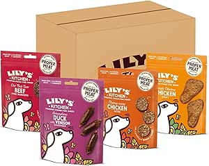 Lily’s Kitchen Natural Dog Treats Multipack – Beef Mini Burgers, Duck and Venison Sausages, Chicken Bites & Chicken Jerky (8 x 70 g)-AUTO WIN 16/11