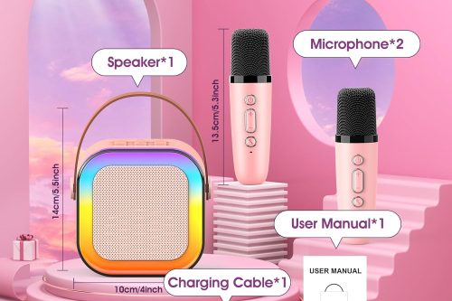 Karaoke Machine 2 Microphones for Kids Bluetooth Microphone-AUTO WIN 10/11
