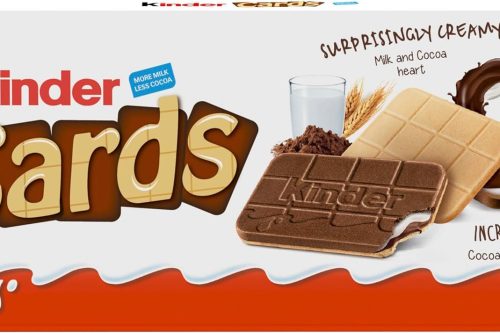 KINDER CARDS WAFER BISCUIT, BULK CHOCOLATE GIFT PACK, CRISPY WAFER WITH CREAMY MILK AND COCOA FILLING, 12x8 packs AUTO WIN 13/11