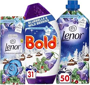 MRS HINCH BLUEBELLS & WILD BERRIES LAUNDRY BUNDLE, 3-PIECE SET, FABRIC CONDITIONER 50 WASH, STAIN REMOVER 31 WASH, SCENT BOOSTER 155G-AUTO WIN 29/11