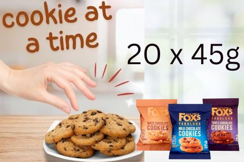 Fox’s Mixed Chunk Cookies Bulk Box Twin Packs Individually Wrapped Multipack Variety of Milk, Triple & White Chocolate Chunk for Guests, Visitor, Office, School or Tea Treats (20 Pack) AUTOWIN 20/11