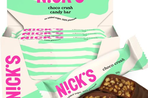 NICKS Choco Crush, Chocolate flavored Snack Bar with Salted Corn Crisps, 158 Calories, No Added Sugar, Gluten Free, Palm Oil Free, Low Carb Candy Sweets (Multipack 15x32g) AUTOWIN 27/11
