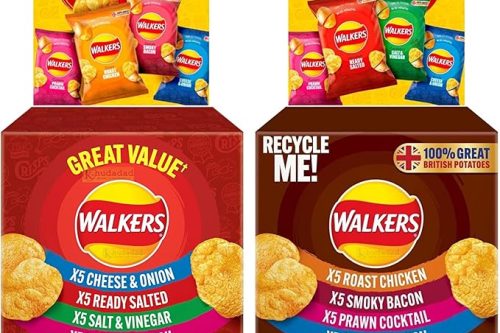 Walkers Meaty Variety Multipack Crisps Box 20x25 g & Classic Family Pack Box 20x25g : Total 40 Bags Of Crisps AUTOWIN 20/11