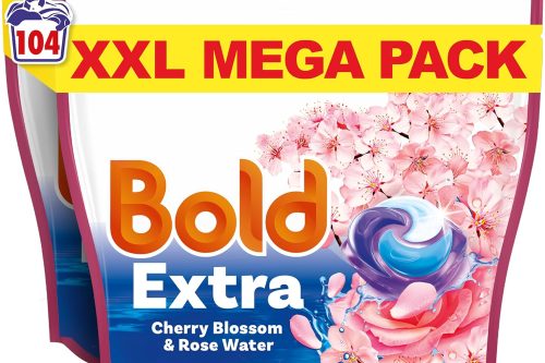 Bold EXTRA PODS Washing Liquid Laundry Detergent Capsules 104 Washes (52 x 2), Cherry Blossom & Rose Water-AUTO WIN 10/11