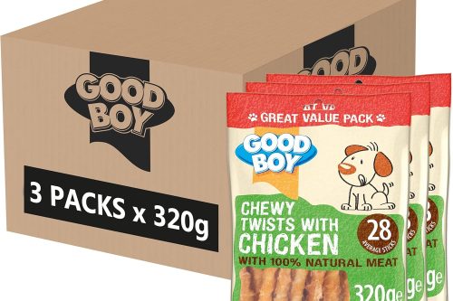 Good Boy - Chewy Twists With Chicken - Dog Treats - Made With 100% Natural Chicken Breast Meat - 320 Grams - Gluten Free Dog Treats (Case of 3) AUTOWIN 22/11