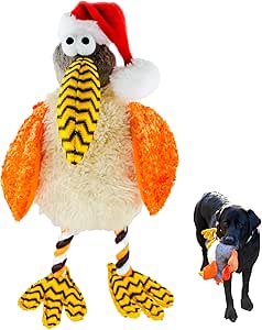 Scarlaroo Festive Turkey Tom Plush Christmas Toy for Dogs - Soft Fur, Squeaky Belly & Rope Legs - Christmas Dog Toy Presents for Medium and Large Dogs-AUTO WIN 15/11