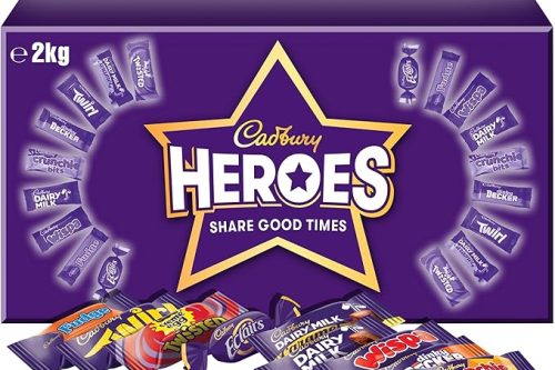 CADBURY HEROES CHOCOLATE BULK SHARE BOX, ASSORTED MINI-SIZE MILK CHOCOLATE BARS, PERFECT FOR GIFTING, 2 KG 04/11