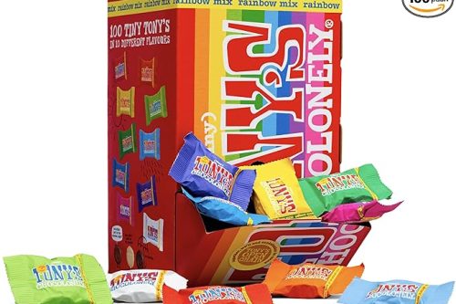 Tony's Chocolonely Tiny Tony's Chocolate Gift Box - 900g Mini Chocolate Mix To Share, 10 Different Flavours, Individually Wrapped, Vegetarian, Belgian Fairtrade Chocolate AUTOWIN 30/11