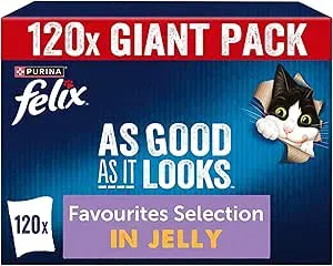 FELIX AS GOOD AS IT LOOKS FAVOURITES SELECTION IN JELLY WET CAT FOOD 120X85G-AUTO WIN 15/11