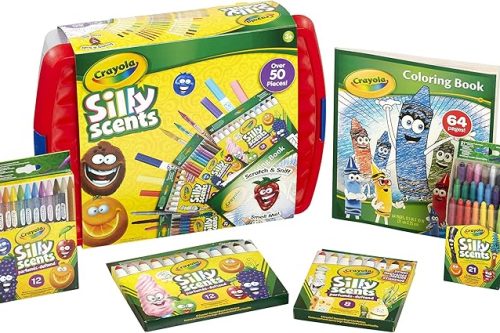 CRAYOLA Silly Scents Colouring Tub - Over 50 Scented Crayons, Markers & Pencils (Including a 64 Page Colouring Book) -AUTO WIN 27/11