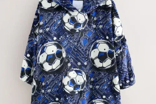 Navy Football Fleece Blanket Hoodie (3-16yrs)-AUTO WIN 15/11