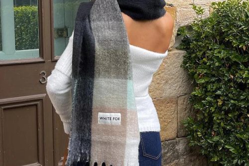 White Fox Winter Warmth Oversized Scarf Teal-AUTO WIN 01/12