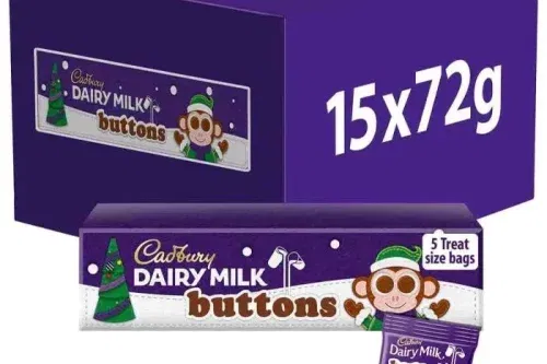 CADBURY CHRISTMAS CHOCOLATE BUTTONS TUBE 72G (BOX OF 15) AUTOWIN 07/11