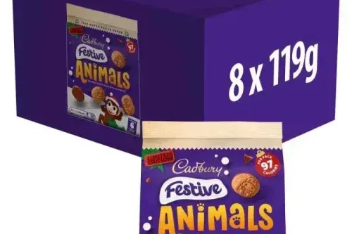 CADBURY FESTIVE ANIMALS CHOCOLATE BISCUITS 119G (BOX OF 8) AUTOWIN 18/11