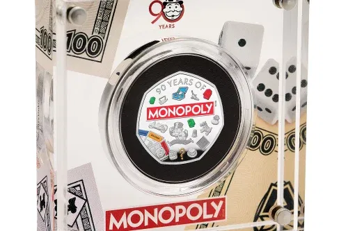 Monopoly 2025 UK 50p Silver Proof Colour Coin AUTOWIN 10/11