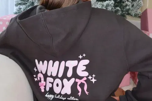 White Fox Christmas Feeling Oversized Hoodie Charcoal-AUTO WIN 07/11