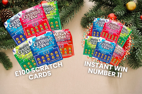 11TH CHRISTMAS ADVENT CALENDAR- WIN £100 SCRATCH CARDS + FIND THE INSTANT WIN -AUTO WIN 11/12
