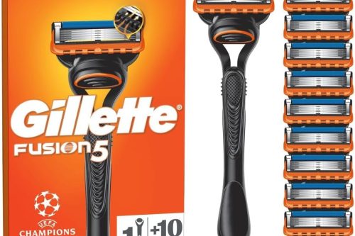Gillette Fusion5 Razor for Men, 1 Gillette Razor, 10 Blade Refills AUTO-WIN 09/12