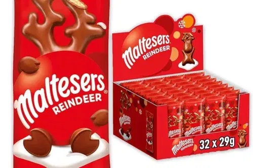 MALTESERS CHOCOLATE REINDEERS BULK BOX, MILK CHOCOLATE, HONEYCOMB & MALT FILLING, 32 X 29G, IDEAL FOR CHRISTMAS STOCKING FILLERS, GIFT, OR SNACKS AUTOWIN 17/12