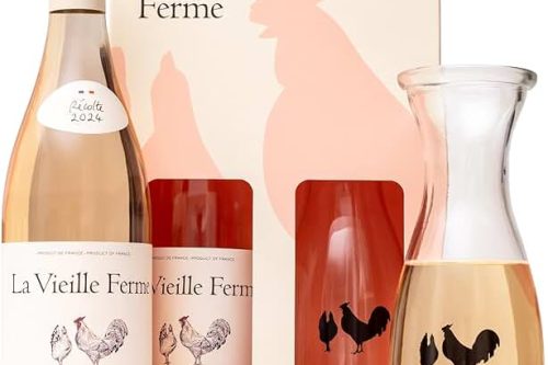 La Vieille Ferme Rose Wine Gift Set – Chicken Wine,  Luxury Rosé Wine Bottle 750 ml & Carafe-AUTO WIN