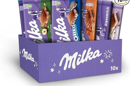 Milka Selection Gift Sharing Bulk Box, Assorted Chocolate Tablets, Milka OREO, Caramelo, Creme, Hazelnut and Alpine Chocolate Milk, Perfect for Gifting or Sharing, 100 g Bars (Pack of 10 Bars) AUTOWIN 02/12