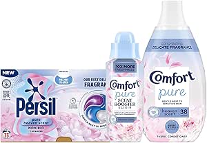 Pure Heaven Scent Laundry Care Bundle – Fabric Conditioner (38 Wash), Scent Booster Elixir (342ml), Persil Capsules(33 Wash), Long-Lasting Fragrance, Gentle & Fresh Laundry Care AUTOWIN 02/12