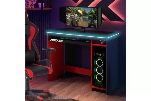 X Rocker Carbon-Tek Adapt LED Gaming Desk - Grey-auto win