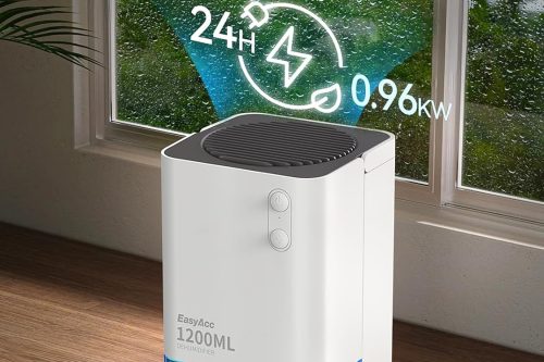 EasyAcc 1200ml Electric Dehumidifier with Ultra Quiet & Auto Shut off Portable Mini Dehumidifier- White- AUTO WIN 11/12