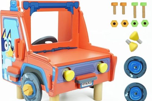 Bluey Wooden Tabletop Mechanic Set – 22 Piece Pretend Play Repair Tool Kit with Car Engine, Tools & Accessories-AUTO WIN 02/12