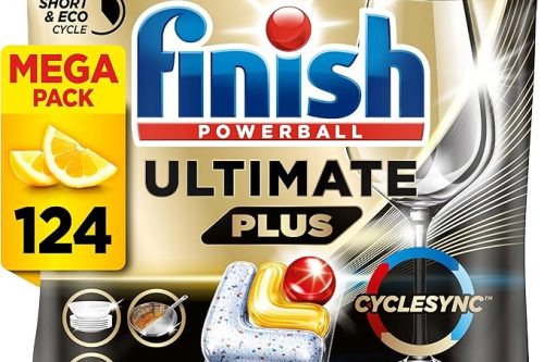 Finish Dishwasher Tablet, Ultimate Plus, 124 Tabs (62 x 2pck), Lemon Sparkle-AUTO WIN