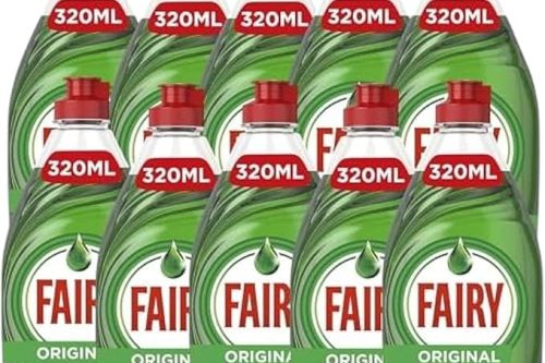 (10 x 320ml) Fairy Original Washing Up Liquid Green with Liftaction | Dishes Grease Cleaner-AUTO WIN 20/12