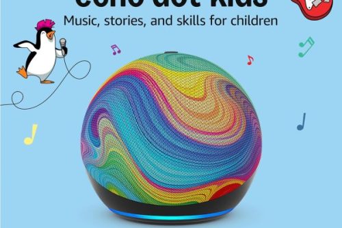Echo Dot Kids (newest gen) | Wi-Fi and Bluetooth smart speaker with Alexa  Rainbow Swirl-AUTO WIN 03/12