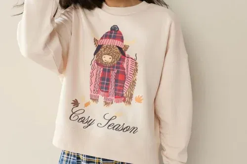 Cream Cotton Rich Christmas Hamish Graphic Long Sleeve Crew Neck Sweatshirt-AUTO WIN