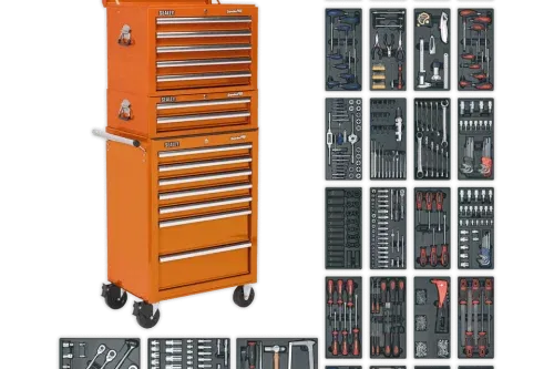 Sealey SPTOCOMBO1 Tool Chest Combination 14 Drawer with Ball Bearing Slides - Orange & 1179pc Tool Kit or £1800 cash alt-AUTO WIN