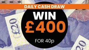 AUTO WIN-DAILY CASH DRAW – WIN £400 CASH FOR 40P-17/01