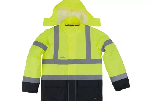 Scruffs High Visibility Waterproof Jacket Yellow/Navy-AUTO WIN