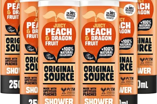 2 XOriginal Source Juicy Peach & Dragonfruit Shower Gel with 100% Natural Fragrance, Vegan Shower Gel, Paraben Free Body Shower Wash, Multipack of 6 x 250ml-AUTO WIN 31/01